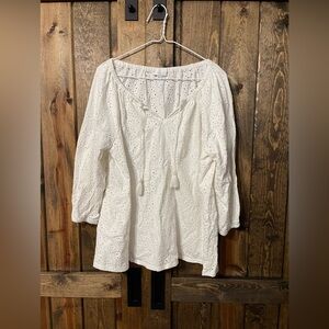 J Jill eyelet peasant style top